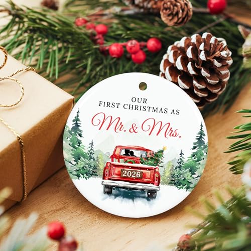 ZAGKOO First Christmas Married Ornament 2026 - Mr and Mrs Wedding Ornament - color: First Mr & Mrs 2026