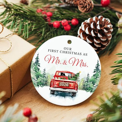 ZAGKOO First Christmas Married Ornament 2026 - Mr and Mrs Wedding Ornament - color: First Mr & Mrs 2026
