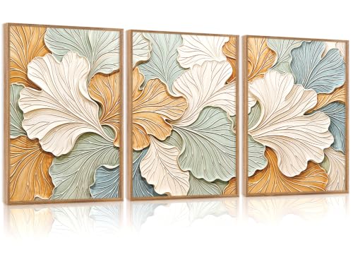 CHDITB 3D Textured Ginkgo Leaf Framed Wall Art, Relief Abstract Painting - color: 3d Ginkgo Leaf