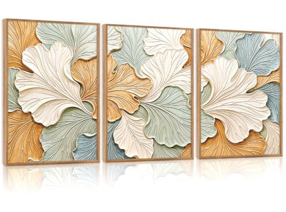 CHDITB 3D Textured Ginkgo Leaf Framed Wall Art, Relief Abstract Painting - color: 3d Ginkgo Leaf