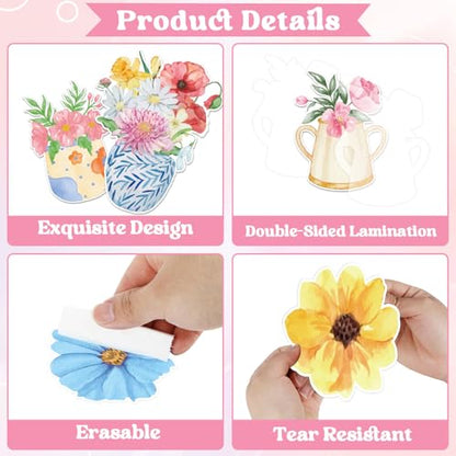 74pcs Back to School Bookshelf Bulletin Board Decorations Amazing Things Happen Here Paper Cutouts Floral Cards Motivational Cutout Classroom Decor for Classroom School Offices Chalkboard Wall Decor - style: Spring Floral