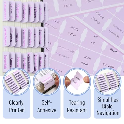 Mr. Pen- Laminated Bible Tabs, 75 pcs, Dusty Lilac - color: Dusty Lilac