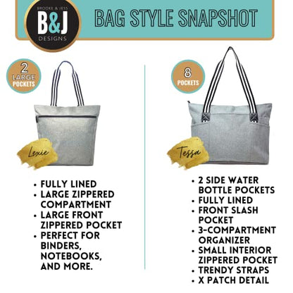 Brooke & Jess Designs Church Bags for Women - Bible Tote Bags for Women, Large Tote Bag for Womens with Zipper - color: Be Still and Know Lexie Black