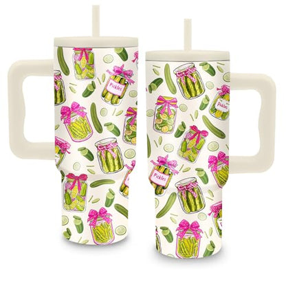 Pickle Gifts Tumbler 24oz Pickle Tumbler with Handle & Straw, Leak-proof - color: Pickle1