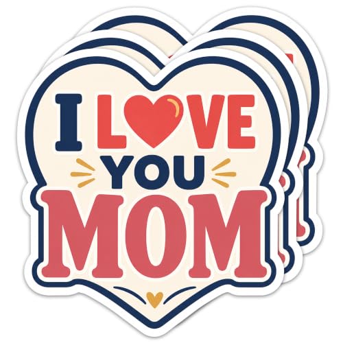 [3PCS] I Love Mom Stickers Vinyl Decal for Laptop Bottle Gift Pack Set - color: I Love Mom Stickers