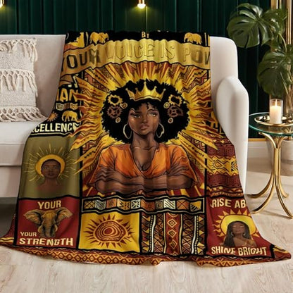 African American Black Girl Women Blanket - Christian Birthday Gifts Blanket- Inspirational Flannel Religious Spiritual Throw Blanket Home Decor 50x60inch - color: Hrmt5