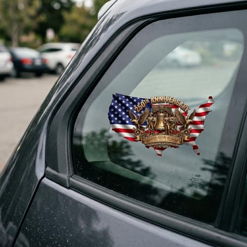 Liberty Bell and American Flag Patriotic Car Decal - color: Sticker Map 250 Usa