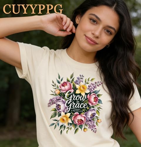 Christian T Shirts for Women God Jesus Faith Graphic Tees - color: Beige-h, size: Medium