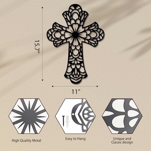 Rajukit Geometry Christian Metal Cross Wall Art for Home - color: Geometry