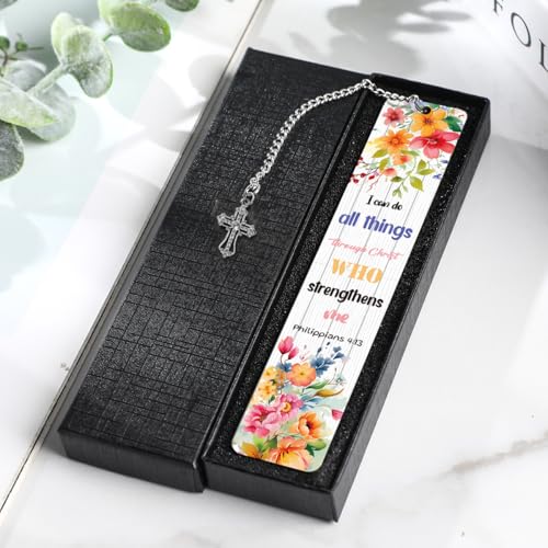 Christian Metal Bookmarks Gifts, Inspirational Verse Bible Bookmark, Religious Gifts for Women, Bible Study Supplies for Book Lovers Men Friend Bookworm, Christmas Graduation Gift - style: I can do all things Through Christ WHO strengthens