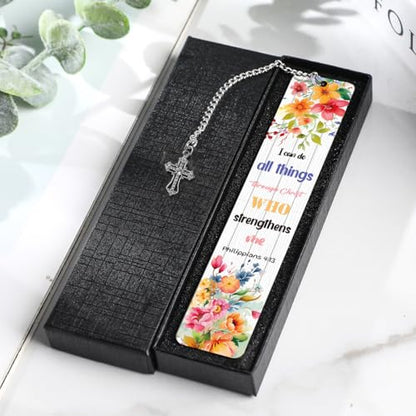 Christian Metal Bookmarks Gifts, Inspirational Verse Bible Bookmark, Religious Gifts for Women, Bible Study Supplies for Book Lovers Men Friend Bookworm, Christmas Graduation Gift - style: I can do all things Through Christ WHO strengthens