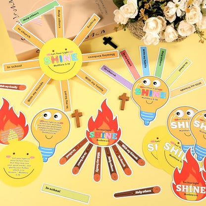 24 Sets and Bible VBS Crafts Jesus Religious Party Supplies Let Your Light Shine Handmade Christian Light Station Craft Kit for Church Exchange Gifts