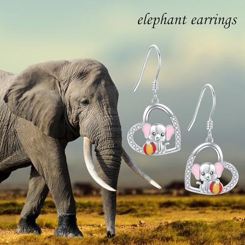 Crab/Mushroom/Lobster/Bat/Angler Fish/Tiger/Elephant/Jellyfish/Flamingo/Scorpion Earrings Dangling Sterling Silver Created Blue Opal Earrings Jewelry Gifts for Women Girls… - style: Elephant