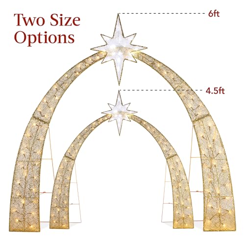 Best Choice Products 4.5ft Lighted 2D Outdoor Nativity Scene, Christmas Arch Holy Family Yard Decoration w/ 115 LED Lights, Stakes, Zip Ties - size: 4.5ft