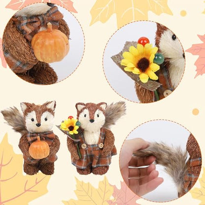 winemana 2 Pack Fox Fall Decorations for Home, Thanksgiving Table Decor - style: style 2