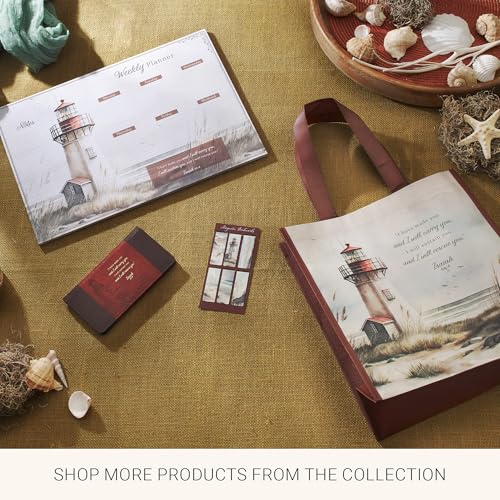 Christian Art Gifts Faux Leather Scripture Bookmark: I Will Carry You - color: Brown Lighthouse/Carry You