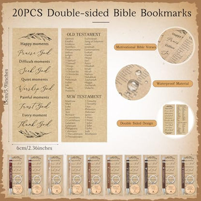 Lincia 20 Sets Christian Gift Bulk Religious Bible Bamboo Pens