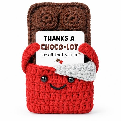 Crochet Chocolate Thank You Gift, Positive Crochet Food, Appreciation Gift for Mom, Grandma, Teacher, Coworker, Friend, Cute Birthday Desk Decor for Women - color: Chocolate