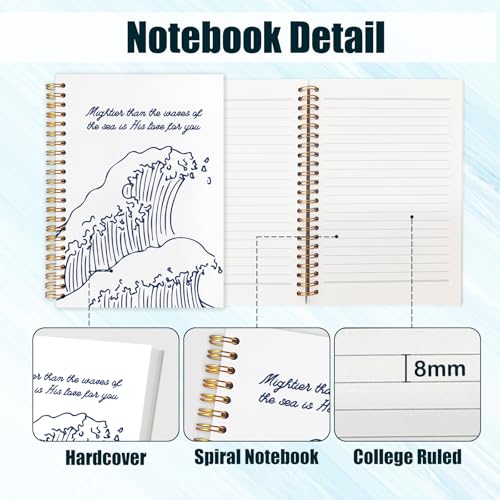 Inspirational Christian Journal Notebook for Work Study, Prayer Journal for Women, Bible Verse Mighties Than The Waves of The Sea Spiral Notebook Office Supplies Gifts, 5.5x8.3 Inch - color: waves powerful