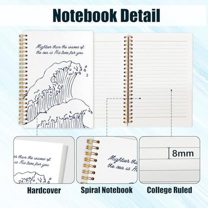 Inspirational Christian Journal Notebook for Work Study, Prayer Journal for Women, Bible Verse Mighties Than The Waves of The Sea Spiral Notebook Office Supplies Gifts, 5.5x8.3 Inch - color: waves powerful
