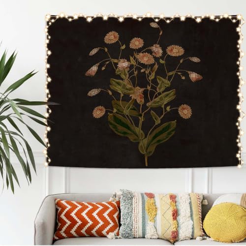 SAFDSGFDB Dark Moody Floral Tapestry Wall Hanging, Dark Academia Cottagecore Botanical Flower Wall Blanket for Farmhouse Home Bedroom Living Room Decor, 50x60 Inch - color: Retroflower