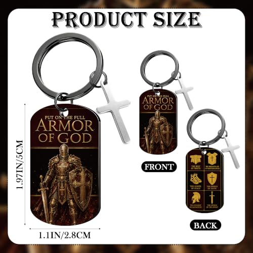 Keychain for Men Boys, Dog Tag Style Key Chain, Black Key Rings Birthday Christmas Veteran Day Gifts - style: Armor of God a