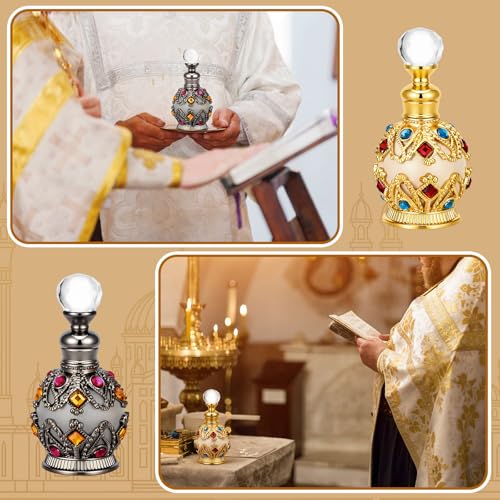 Mifoci 2 Pcs Anointing Oil Bottles for Prayer Holy Oil, Brown,Yellow - color: Brown,yellow