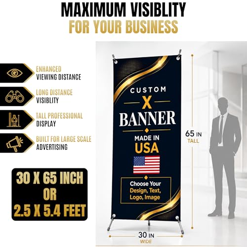 custom x stand banner 30x65" custom banners personalized Printed in USA - color: X Stand Banner