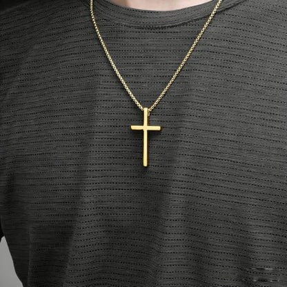 Cross Necklace for Men,Stainless Steel Christian Pendant Jewelry - color: B-G-60cm chain