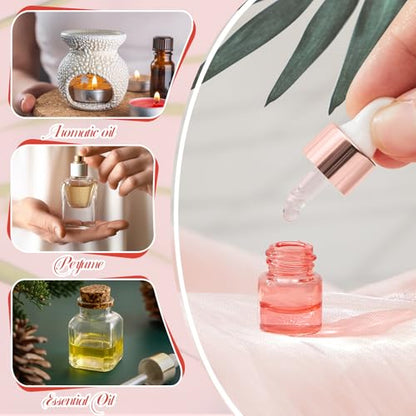Didaey 100 Pcs Mini Glass Oil Dropper Bottle, 1 ml, Blush Pink - color: Blush Pink, size: 1 ml