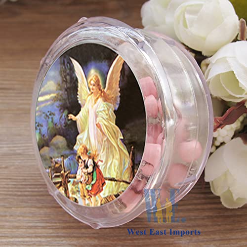 WE First Communon Baptism Pink Scented Rosary Favor - 12 Guardian Angel Rosaries with individual Gift Box and Decorated Pouches