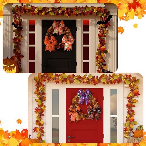 12 Rolls 60 Yards Halloween Fall Wired Ribbon for Wreath Bow Craft - style: Fall and Ghost
