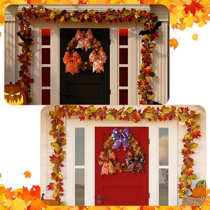 12 Rolls 60 Yards Halloween Fall Wired Ribbon for Wreath Bow Craft - style: Fall and Ghost