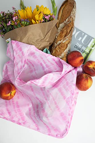 Pure Sage Reusable Grocery Bag - Stylish Shopping Bags for Groceries - Foldable Tote Bag - color: Pink Cosmo