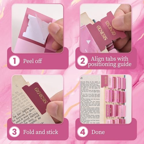Laminated Bible Tabs for Women, Pink, Gold Foil Embossed Lettering, 105pcs - style: Gold Foil Pink
