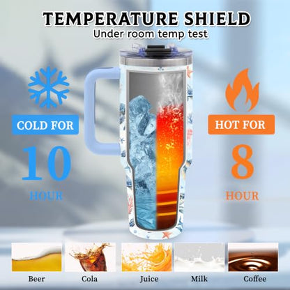 Sea Turtle Tumbler Gift for Women, 40oz Water Bottle - color: Turtle-Blue