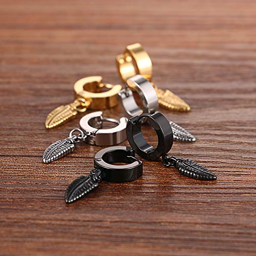 Cupimatch 3-6 Pairs Stainless Steel Cross Dangle Huggie Hinged Hoop Earrings for Men Women (1 Pair Silver Cross) for Mother's Day - color: Black, Silver, Gold, White