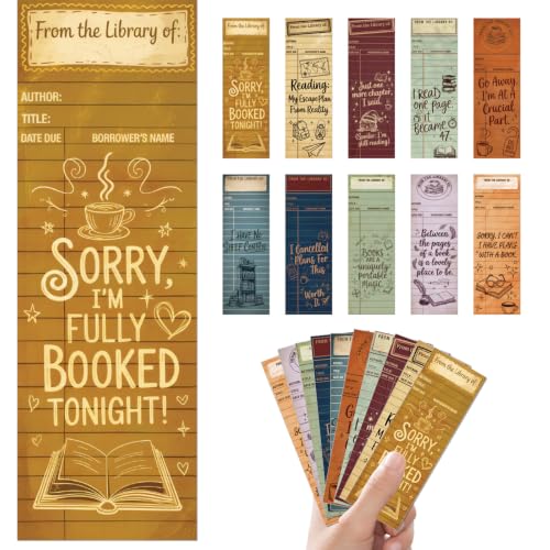100 Pcs Vintage Library Paper Bookmarks, Funny Bookish Bookmarks Bulk, Retro Academia Aesthetic Book Tracker for Book Lovers, Reading, Journaling, Gifting - color: Library B