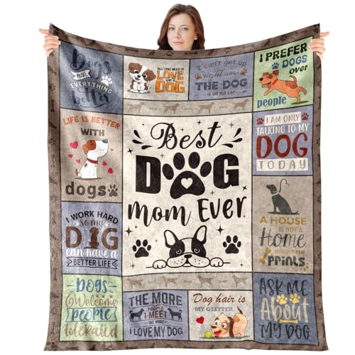 Wxiben Dog Mom Gifts for Women - Dog Mom Gifts Blanket for Dogs LoversBirthday Gift for Dog Moms Best Dogs Mom Ever Throw Blanket for Mother Bed Couch Sofa Home Decor 60x50 Inch - color: Dog Mom Blanket