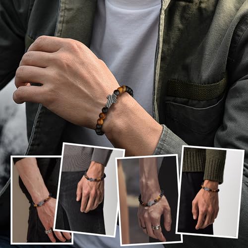 Cross Bracelet for Boys & Men, Adjustable Christian Beaded Bracelet - color: Beads-E-FEAR NOT