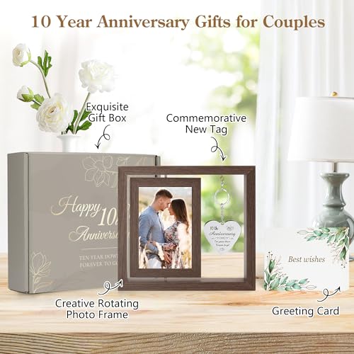 10 Year Anniversary Picture Frame Gifts for Couple 10 Year Anniversary Decorations Gifts for Wife 10 Year Gift Anniversary Customized Photo Frame Happy 10th Aniversario Decorations Gift for Him - color: 10th picture frame