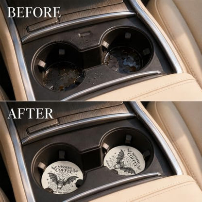Car Coasters for Cup Holders, Witchy Bat Car Coasters Set of 2, B20 - color: Bat