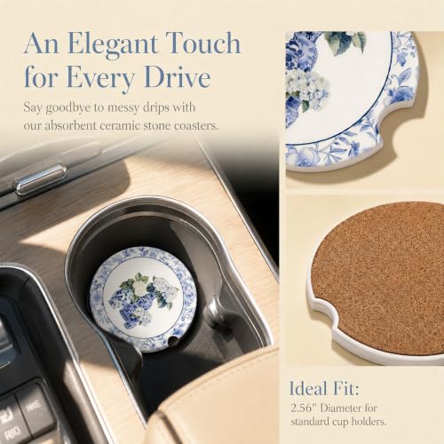 Car Coasters for Cup Holders, Blue and White Porcelain Car Coasters, B15 - color: Chinoiserie