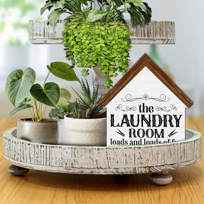 Laundry Room Decor, Loads and Loads of Fun House Shaped Wooden Sign - color: laundry