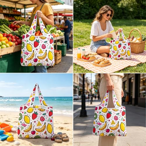 6 Pack Foldable Shopping Bag, Reusable Shopping Bag - color: Fruit