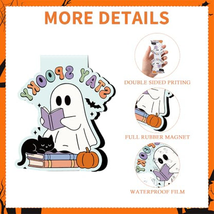 Halloween Magnetic Bookmarks 20 Pcs Spooky Ghost Page Markers Party Favors - style: Halloween Spooky Ghost