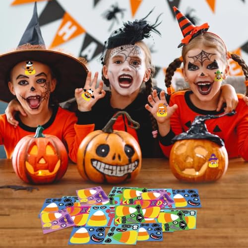 Haooryx DIY Candy Sticker Roll - 300Pcs Halloween Funny Candy Corn Stickers, Make Your Own Sweet Face Decals, Waterproof Vinyl Decors for Kids Laptop Scrapbook Water Bottle Birthday Party Favor Supply - style: Halloween Candy Corn 1Roll
