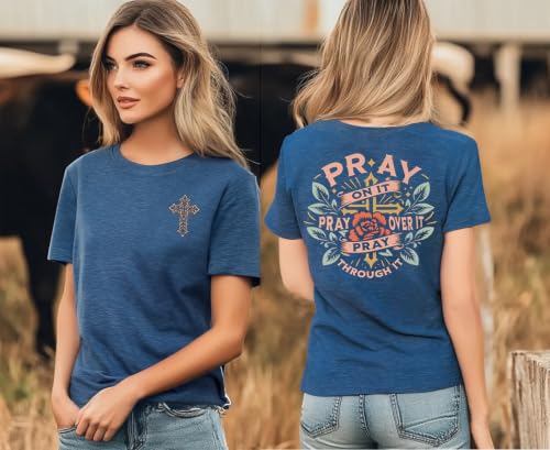 Christian Jesus Faith T Shirts for Women - color: Dark Blue1, size: X-Large