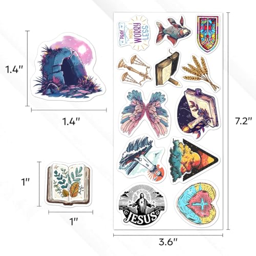 108 PCS Jesus Christian Stickers, Waterproof Inspirational Faith Bible Verse Stickers, Vinyl Religious Scripture Decals for Water Bottles, Laptop, Journaling, Spiritual Gifts - color: Jesus Christian 29