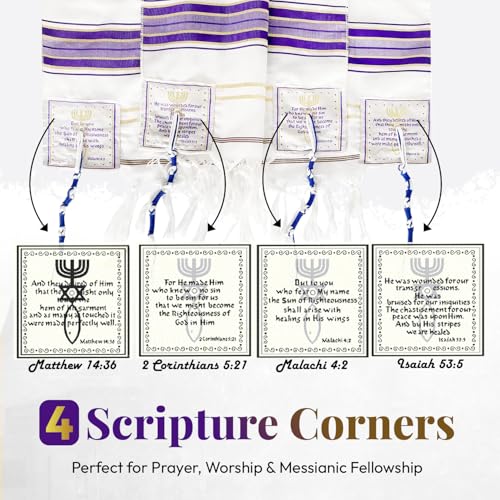 Holy Land Market Messianic Christian Shawl/Tallit - The Messiah Tallit (72 x 22 Inches) - color: Purple